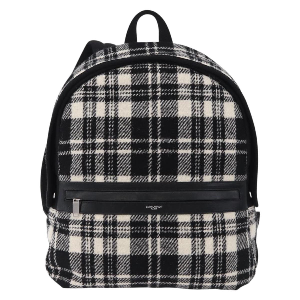 Saint Laurent City Printed Wool Black Wool Backpack Bag (Pre-Owned)