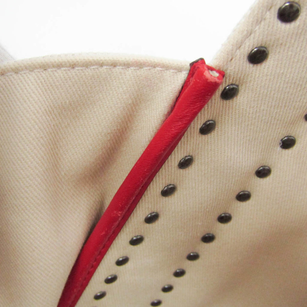 Valentino Garavani Atelier 01 Studded Canvas Red Canvas Tote Bag Bag (Pre-Owned)