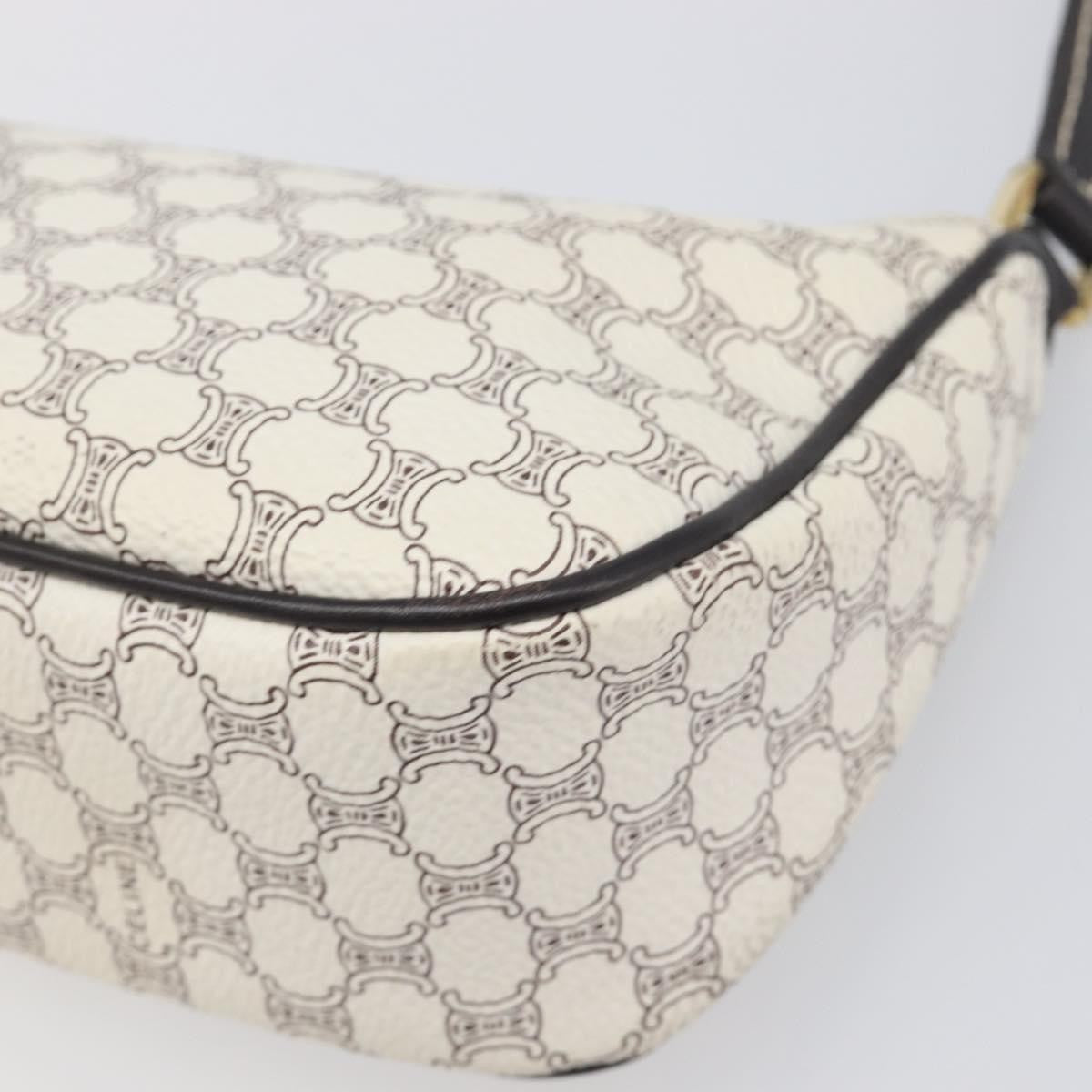 Celine Triomphe Macadam Zip Shoulder Bag Canvas White Pvc Clutche & Pouche Bag (Pre-Owned)
