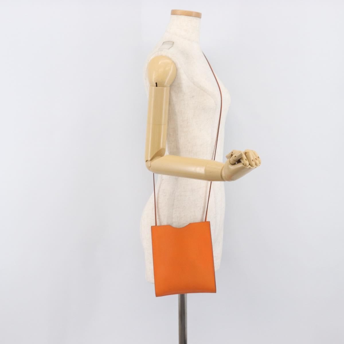 Hermes Onimaitou Pochette Box Calf Orange Leather Clutche & Pouche Bag (Pre-Owned)