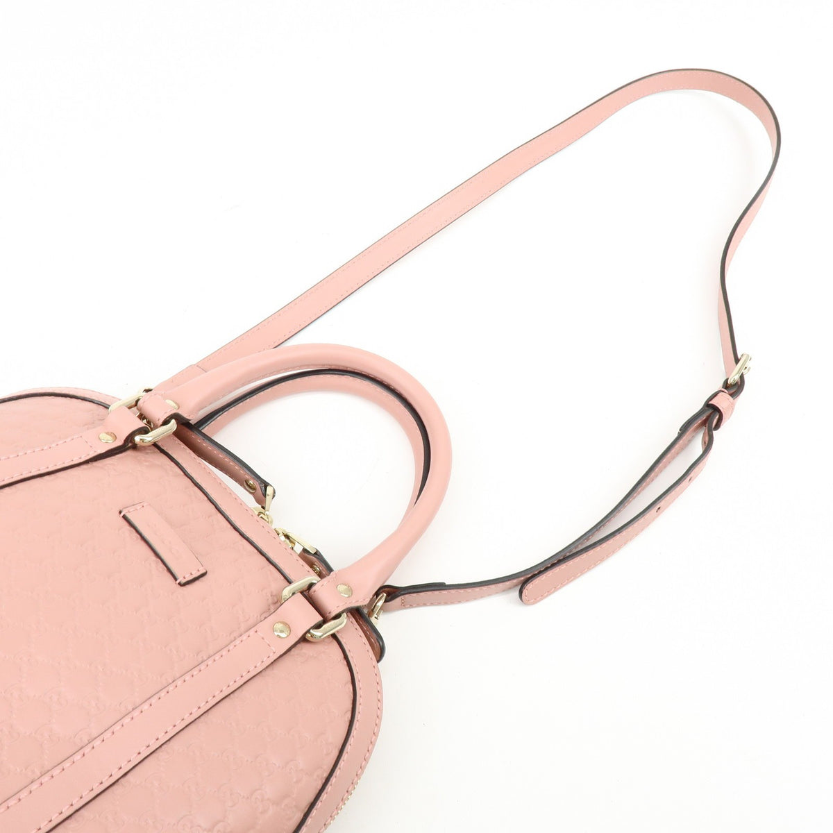 Gucci Gg Charm Convertible Dome Satchel Guccissima Leather Pink Leather Handbag (Pre-Owned)