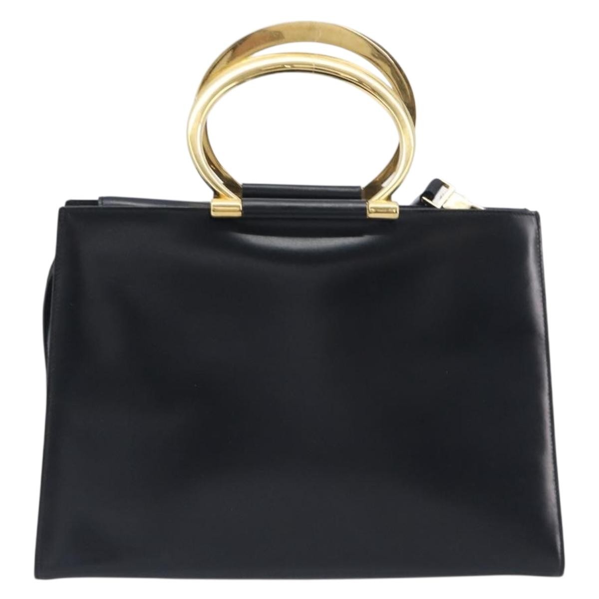 Celine Top Handle Leather Black Leather Handbag (Pre-Owned)