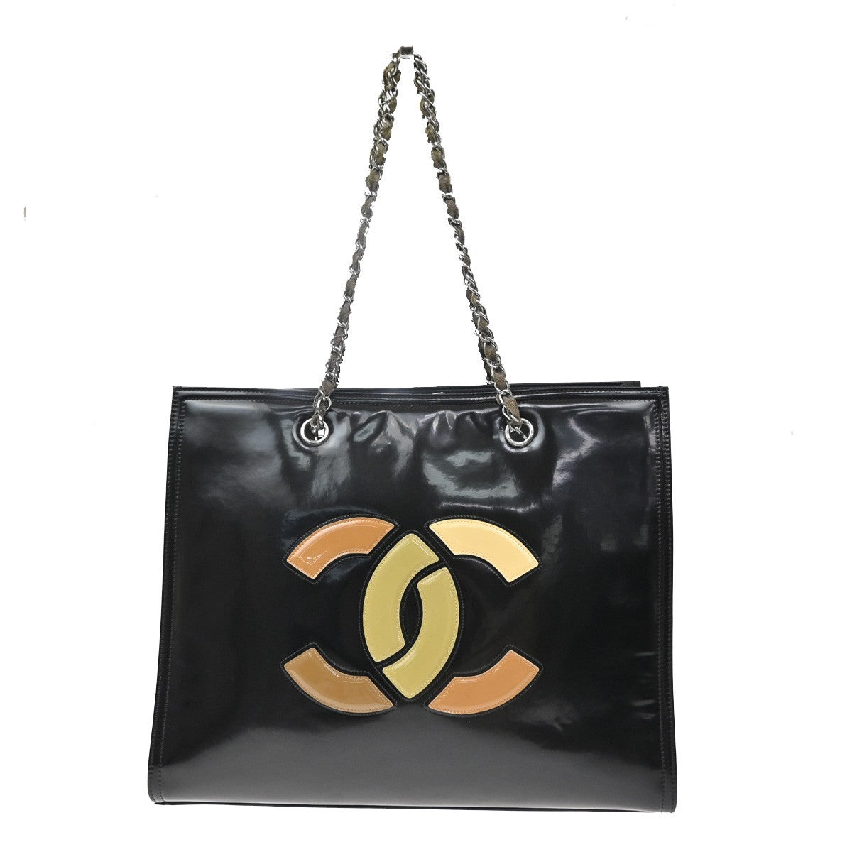 Chanel Lipstick Open Patent Vinyl Black Patent_Leather Tote Bag Bag (Pre-Owned)