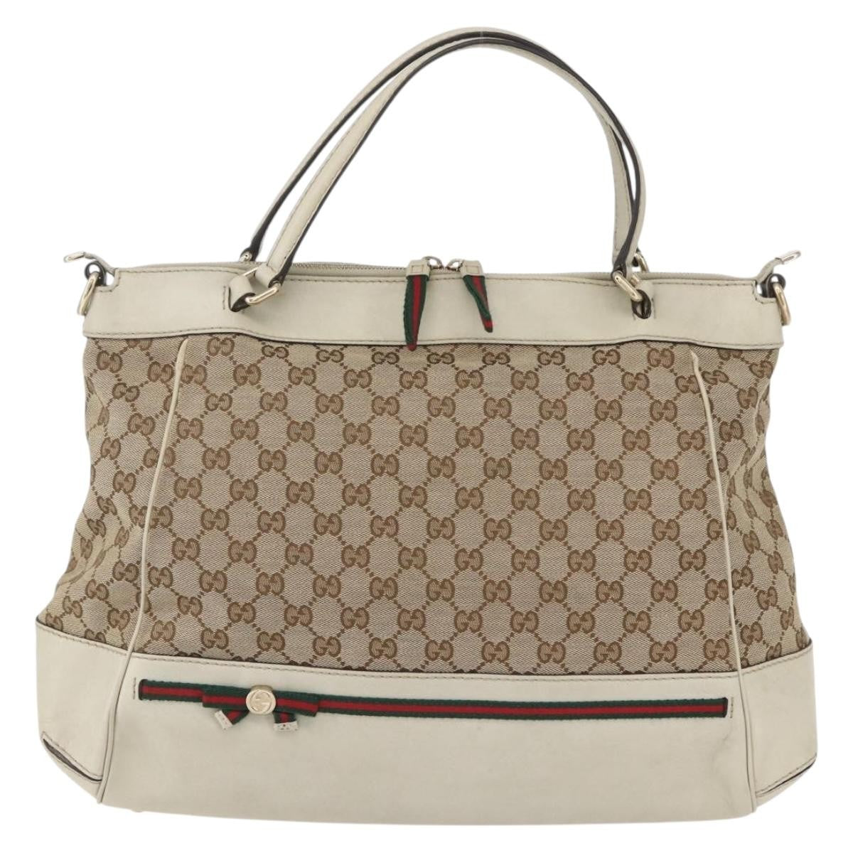 Gucci Mayfair Convertible Gg Canvas Beige Canvas Tote Bag Bag (Pre-Owned)