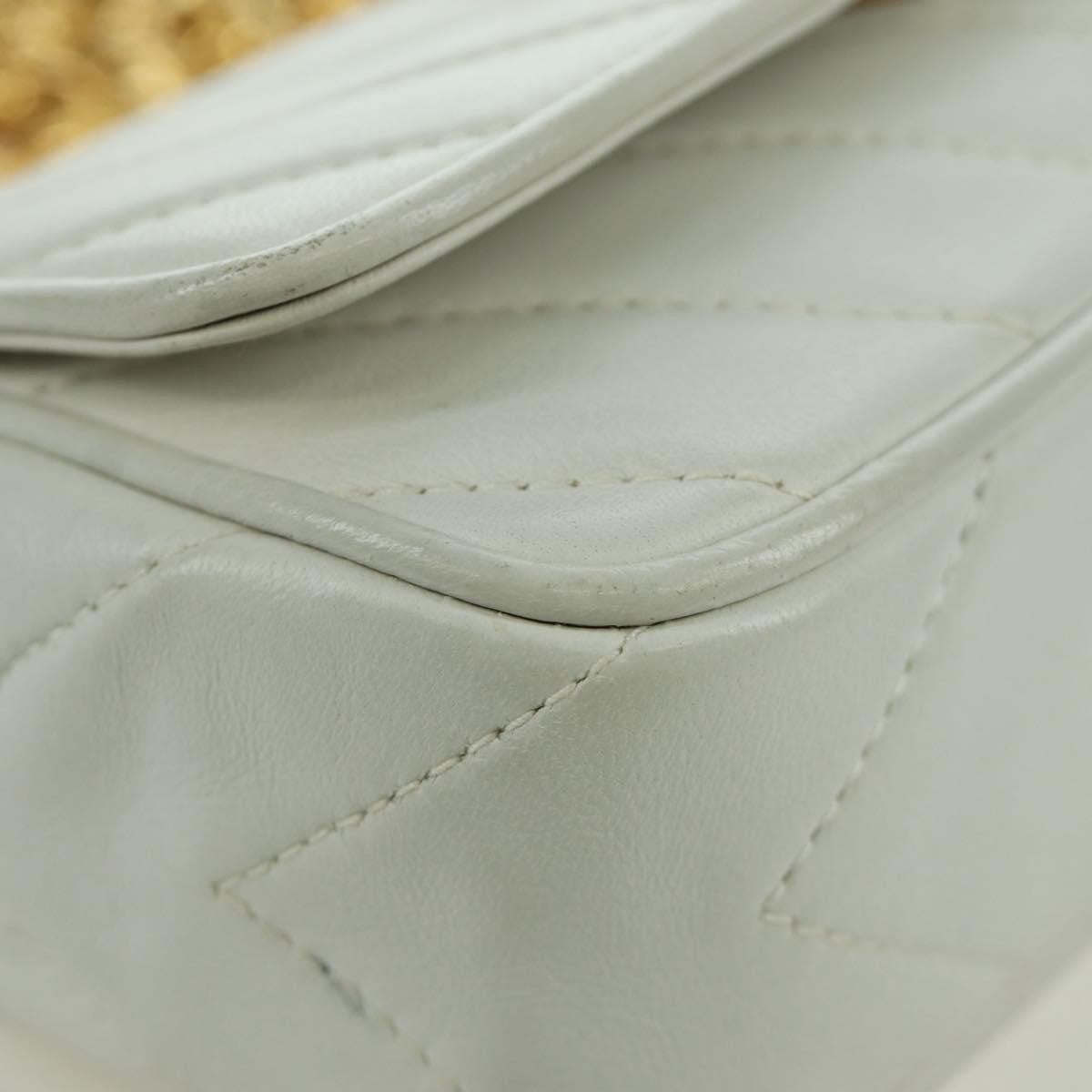 Chanel Vintage Gripoix Flap Leather White Leather Shoulder Bag Bag (Pre-Owned)