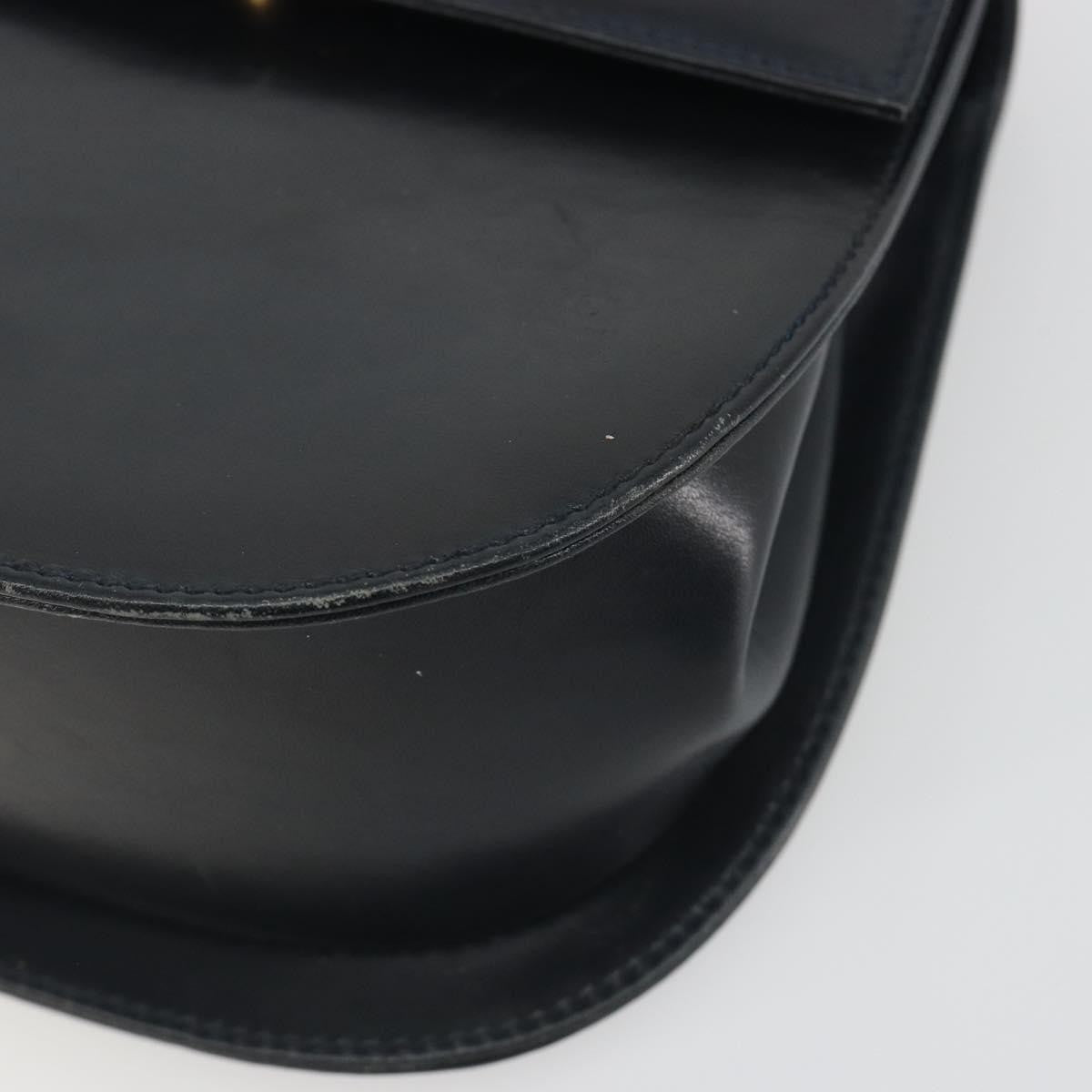Salvatore Ferragamo Gancini Leather Black Leather Shoulder Bag Bag (Pre-Owned)