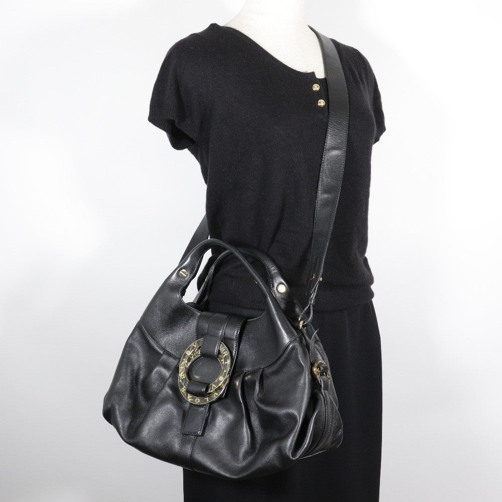 Bvlgari Chandra Hobo Leather Black Leather Handbag (Pre-Owned)