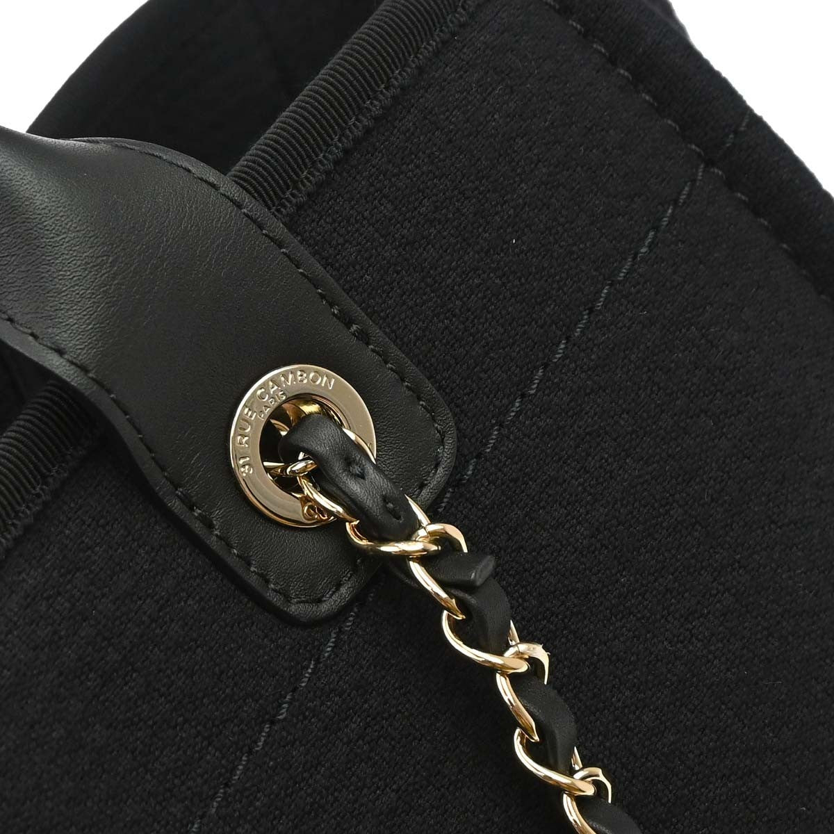 Chanel Deauville Nm Tote Mixed Fibers Black Canvas Tote Bag Bag (Pre-Owned)