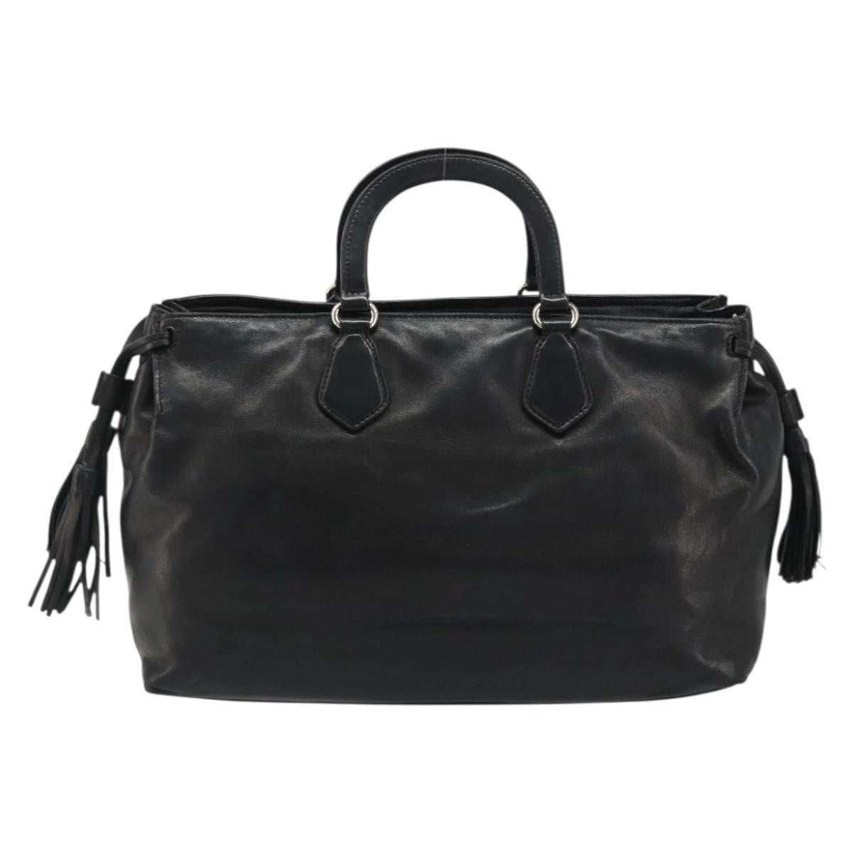 Prada Vitello Daino Convertible Tote Vitello Daino Black Leather Handbag (Pre-Owned)