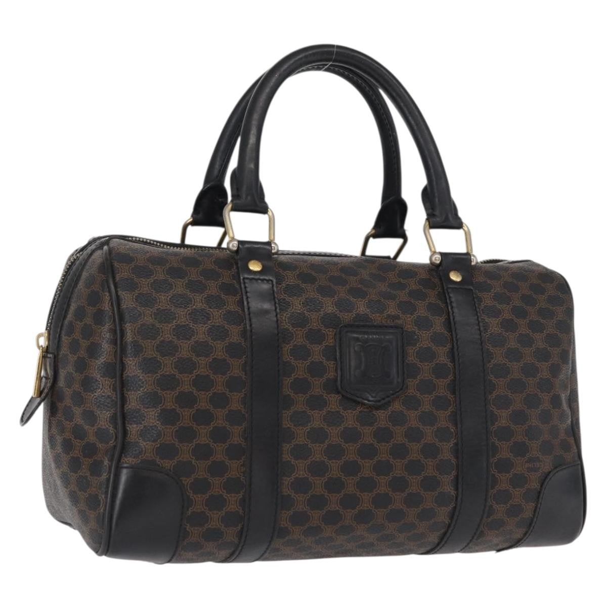Celine Vintage Duffle Macadam Coated Canvas Black Canvas Handbag (Pre-Owned)