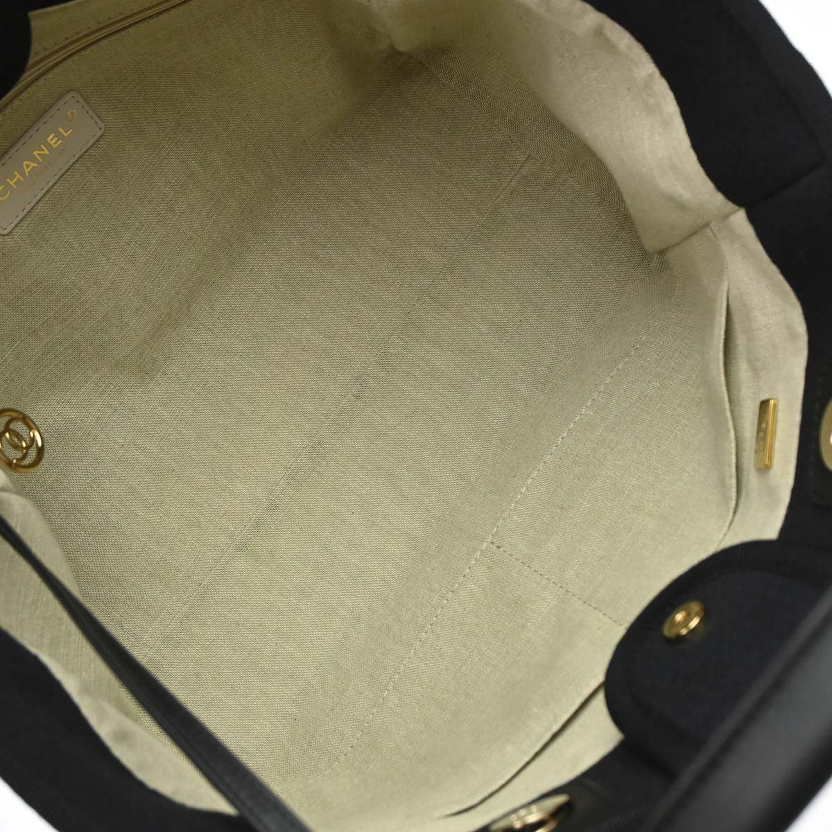 Chanel Deauville Nm Tote Mixed Fibers Black Canvas Tote Bag Bag (Pre-Owned)