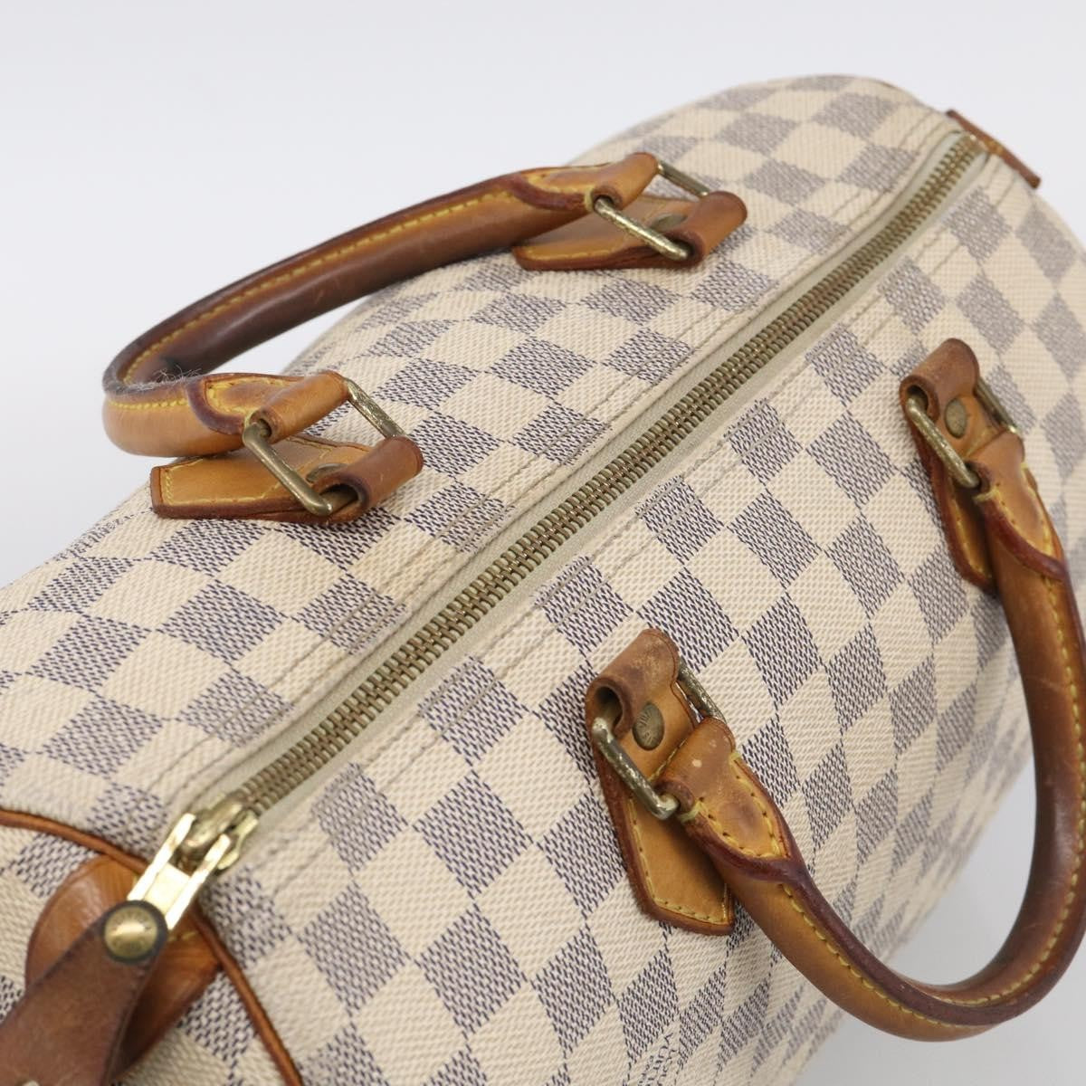 Louis Vuitton Speedy Damier White Canvas Handbag (Pre-Owned)
