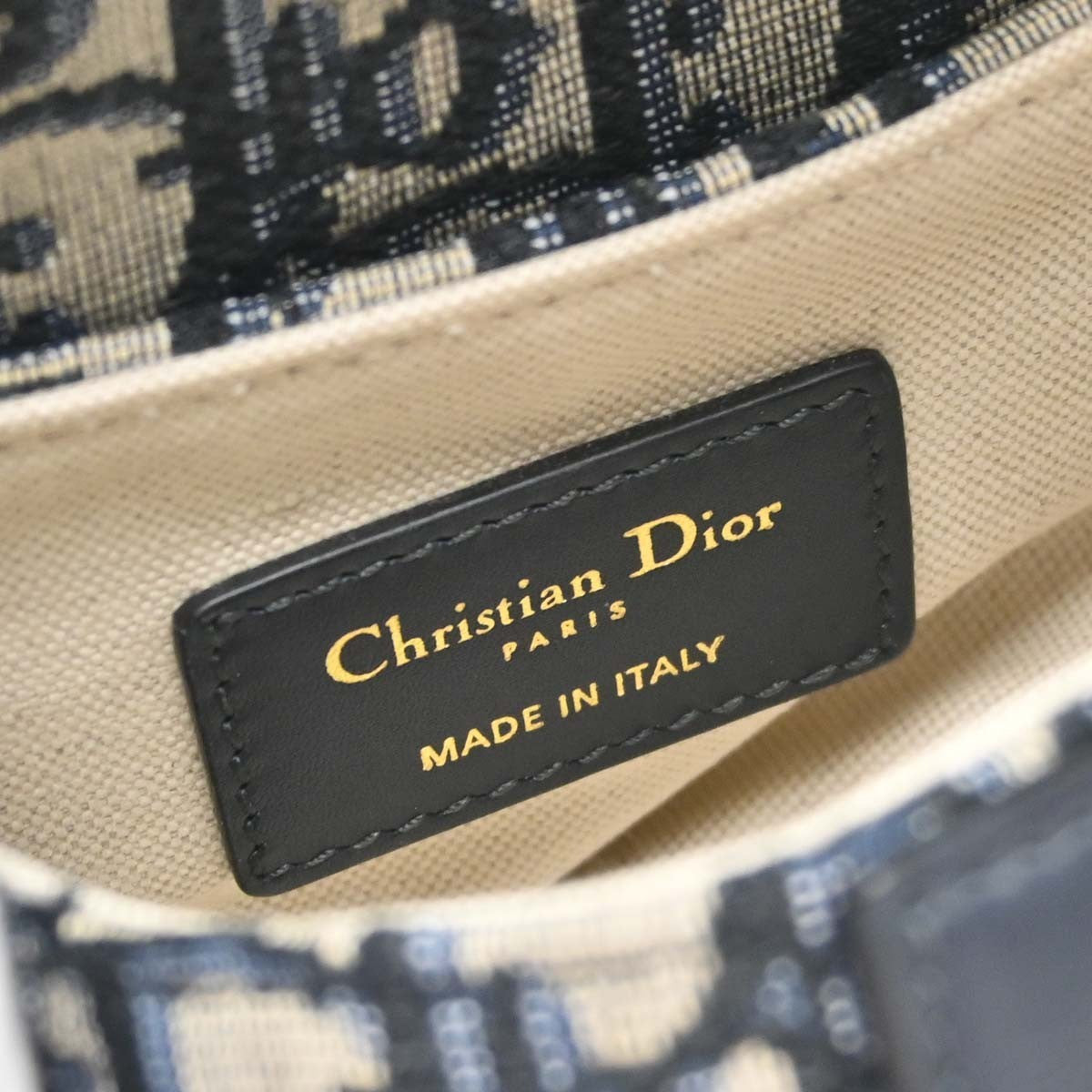 Christian Dior Saddle Oblique Canvas Navy Canvas Handbag (Pre-Owned)