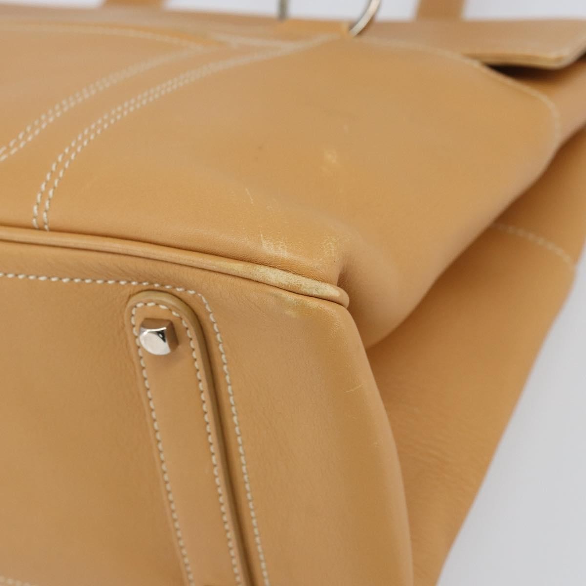 Salvatore Ferragamo Gancini Tote Leather Beige Leather Tote Bag Bag (Pre-Owned)