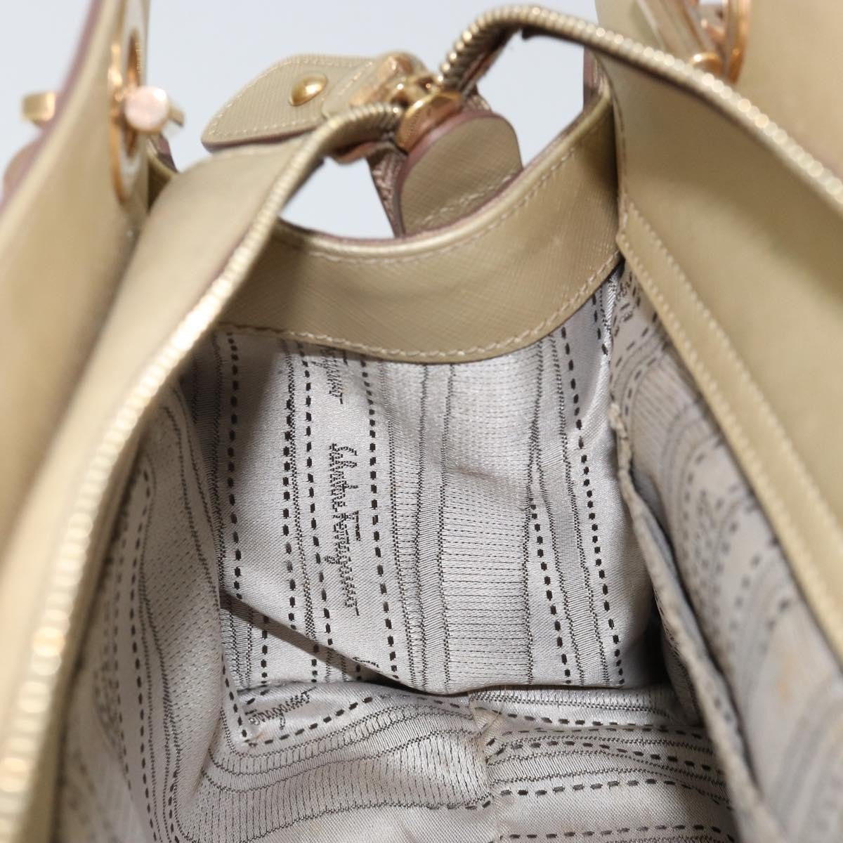 Salvatore Ferragamo Gancini Leather Gold Leather Shoulder Bag Bag (Pre-Owned)