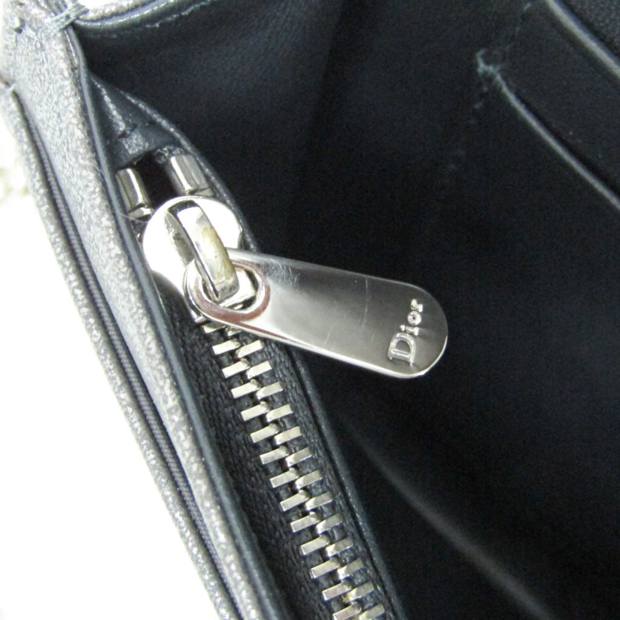 Christian Dior Diorama Chain Clutch Leather Silver Leather Shoulder Bag Bag (Pre-Owned)