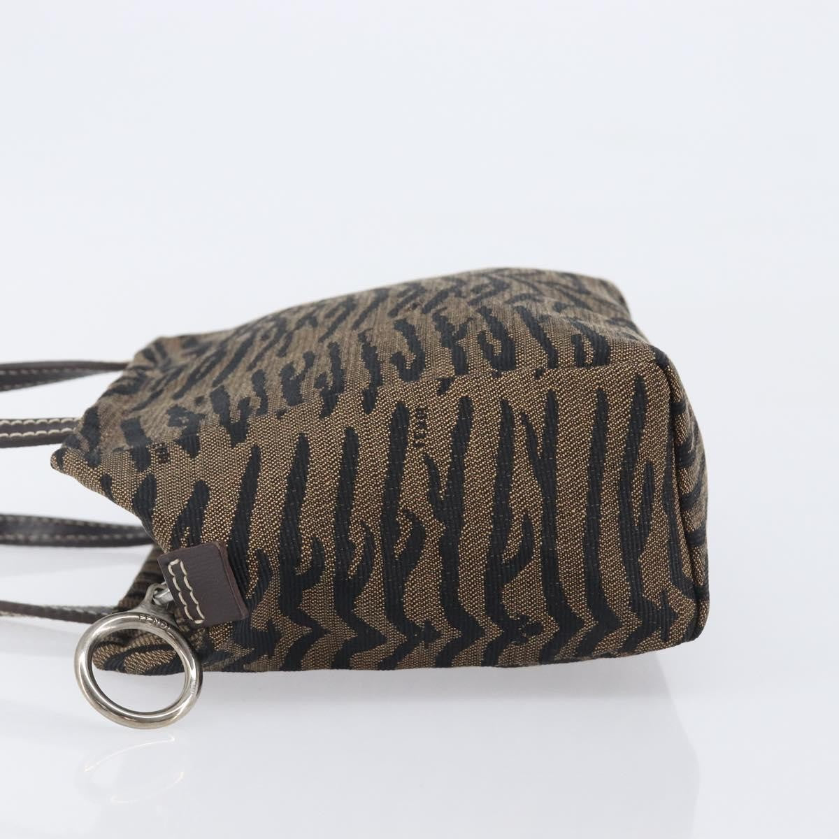 Fendi Handbag Canvas Brown Canvas Handbag (Pre-Owned)