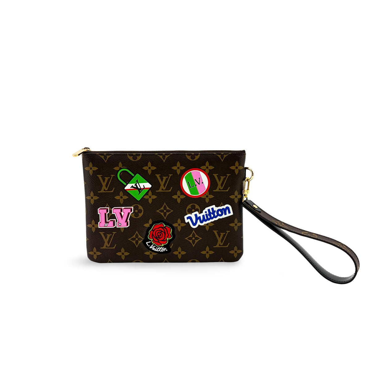 Louis Vuitton City Pouch Limited Edition Patches Monogram Canvas Brown Canvas Clutche & Pouche Bag (Pre-Owned)