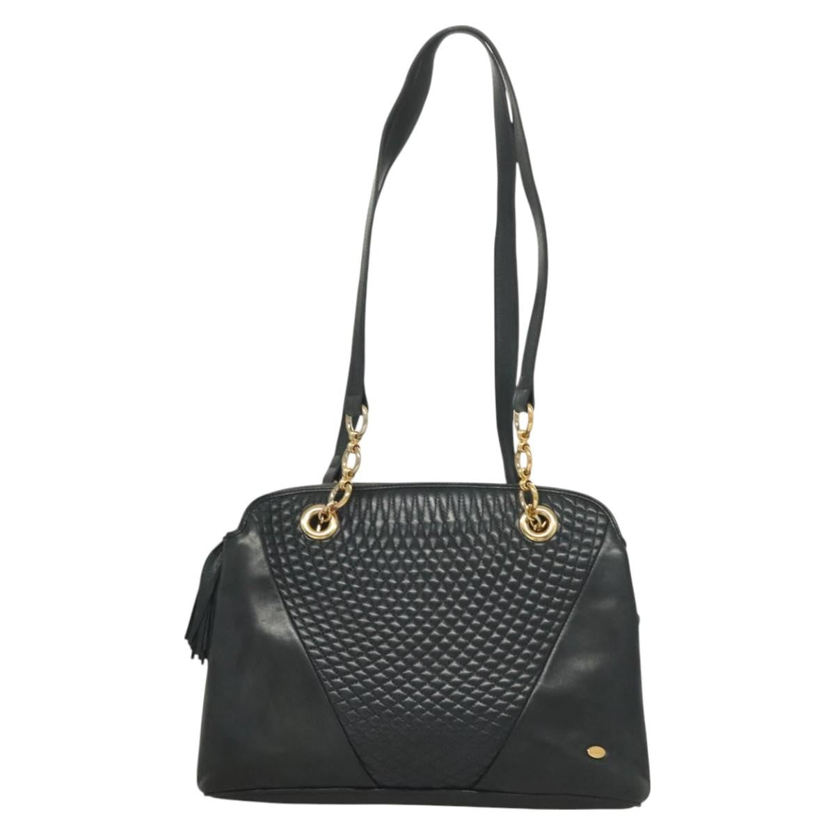 Bally Vintage Quilted Leather Black Leather Handbag (Pre-Owned)