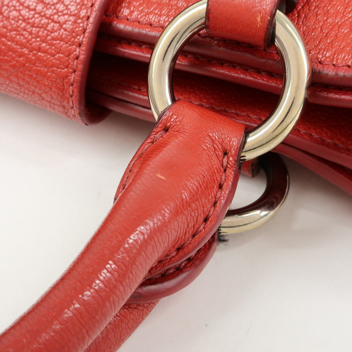 Miu Miu Madras Convertible Lock Leather Red Leather Tote Bag Bag (Pre-Owned)