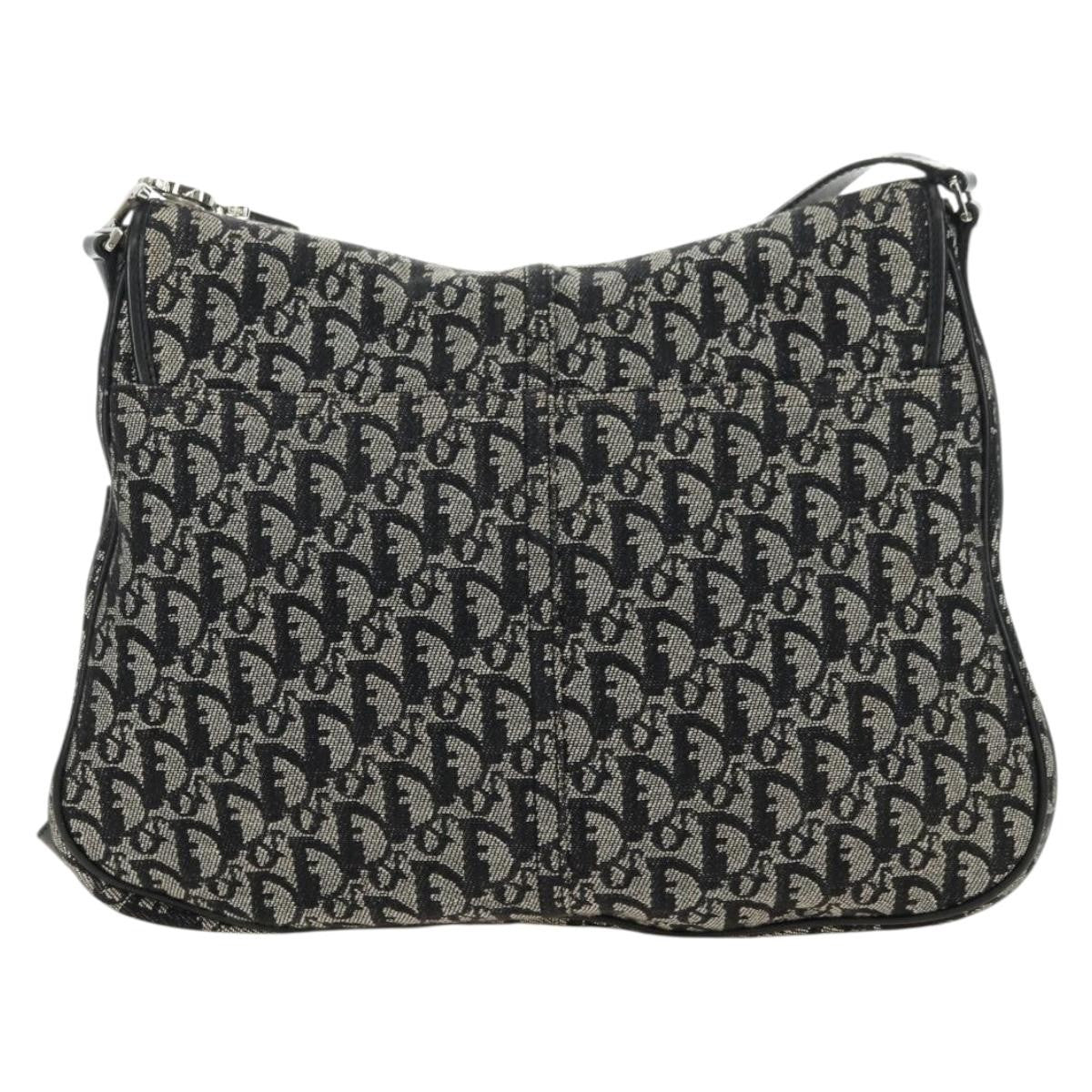 Christian Dior Vintage Cd Flap Messenger Diorissimo Canvas Black Canvas Shoulder Bag Bag (Pre-Owned)