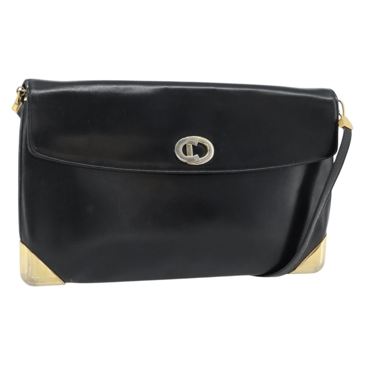 Christian Dior Cd Shoulder Bag Leather Black Leather Shoulder Bag Bag (Pre-Owned)