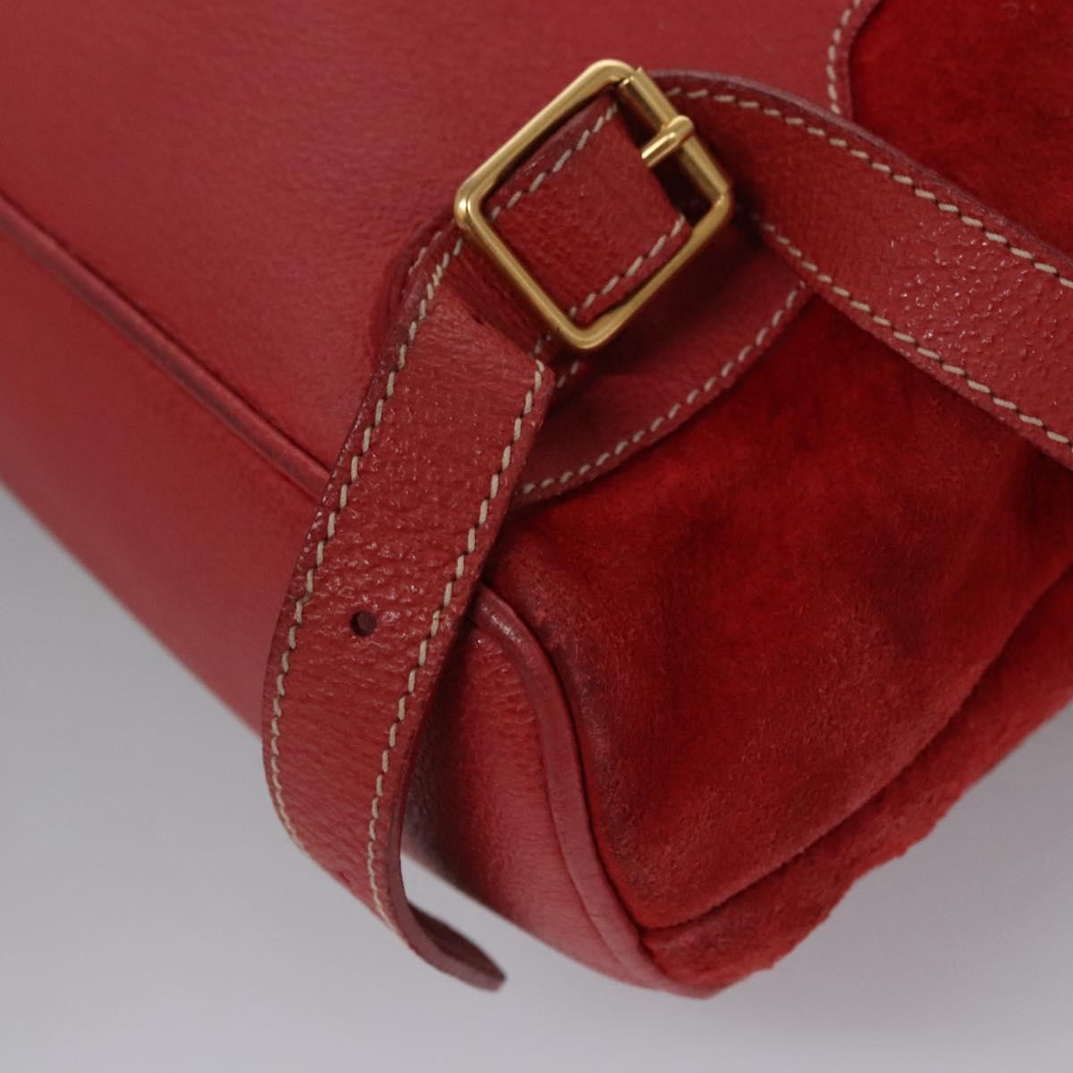 Gucci Vintage Bamboo Suede And Leather Red Suede Backpack Bag (Pre-Owned)