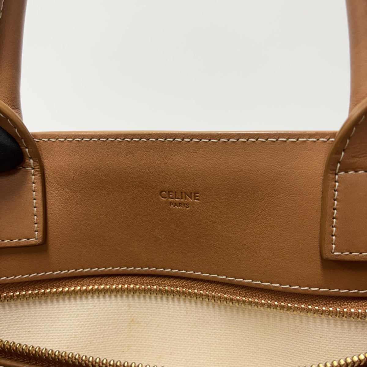 Celine Vertical Cabas Canvas With Leather White Canvas Tote Bag Bag (Pre-Owned)