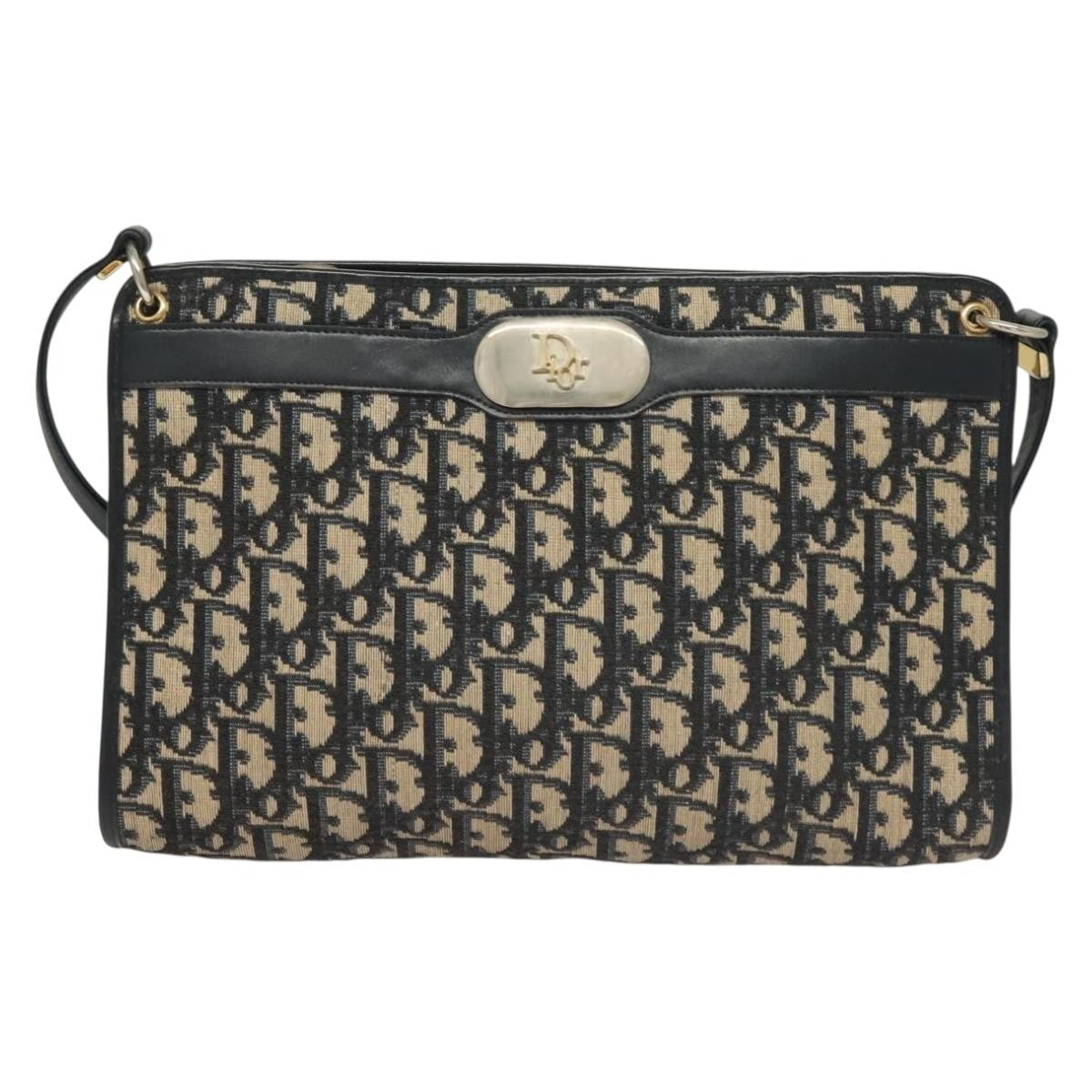 Christian Dior Vintage Trotter Canvas Navy Canvas Shoulder Bag Bag (Pre-Owned)