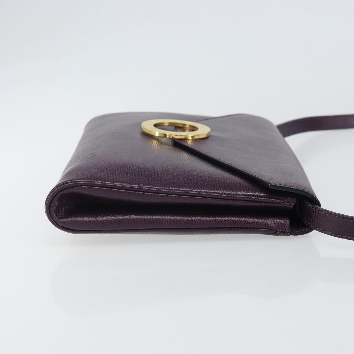 Celine Circle Logo Leather Purple Leather Shoulder Bag Bag (Pre-Owned)