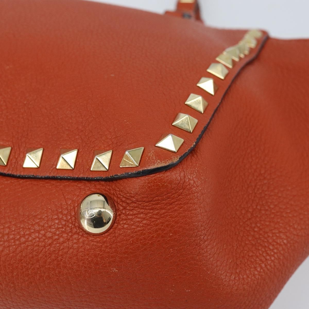 Valentino Garavani 1975 Rockstud Striped Leather Orange Leather Tote Bag Bag (Pre-Owned)
