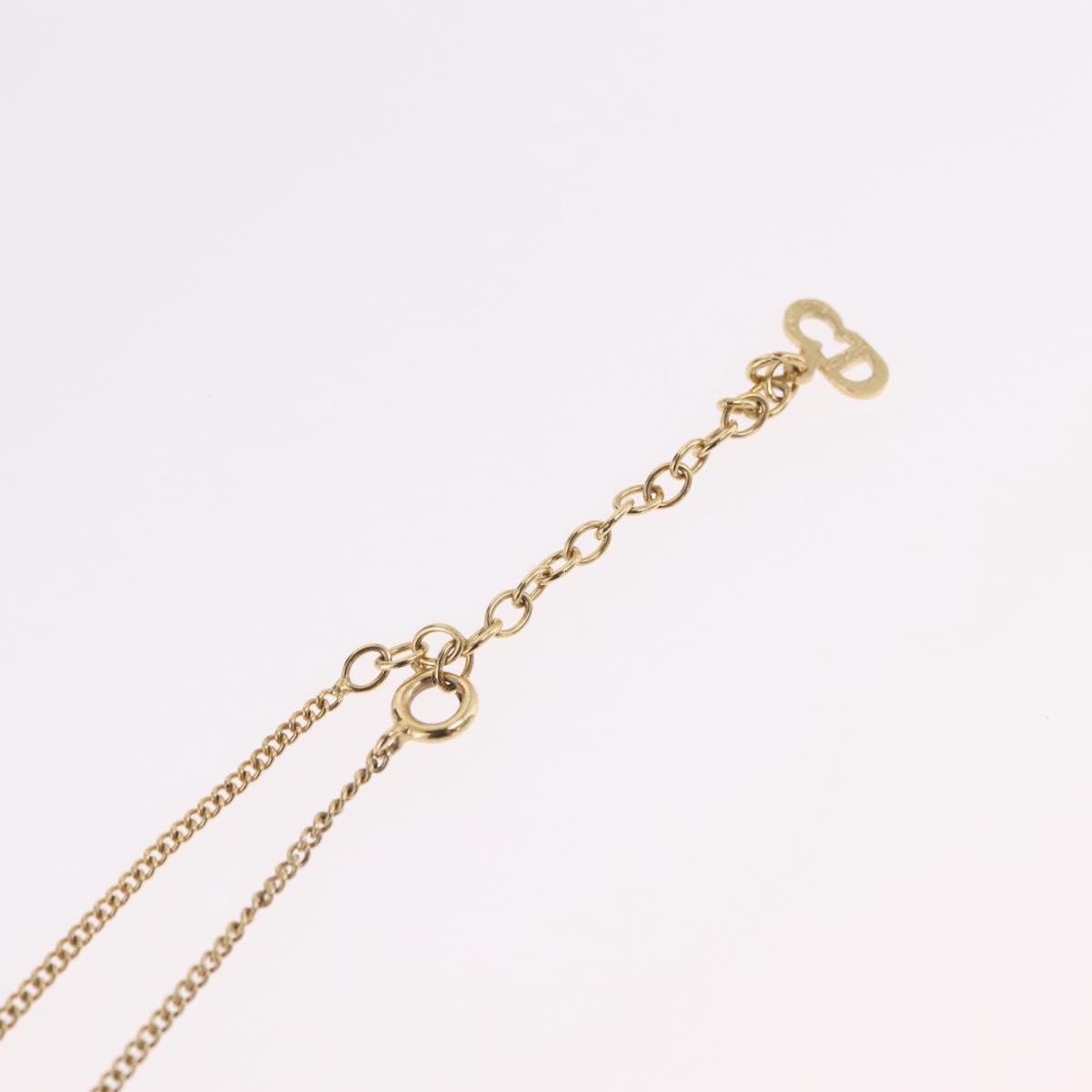 Christian Dior Round Logo Pendant Metal With Crystal Gold Metal Necklace Jewelry (Pre-Owned)