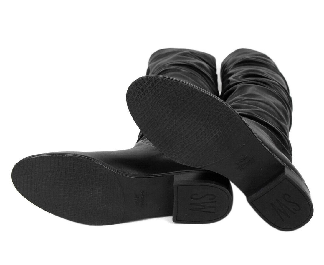 Stuart Weitzman Women's Flatscrunchy Black Nappa Leather Knee High Boots