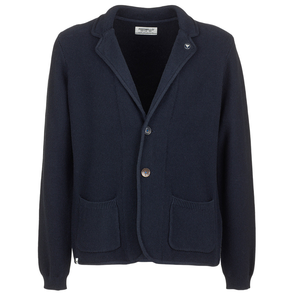 Fred Mello Elegant Dark Blue Cotton Sports Men's Jacket