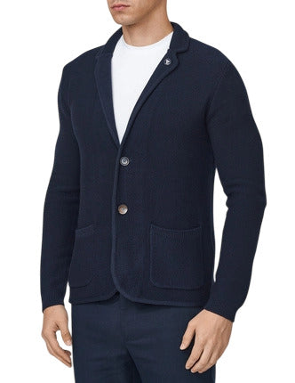 Fred Mello Elegant Dark Blue Cotton Sports Men's Jacket