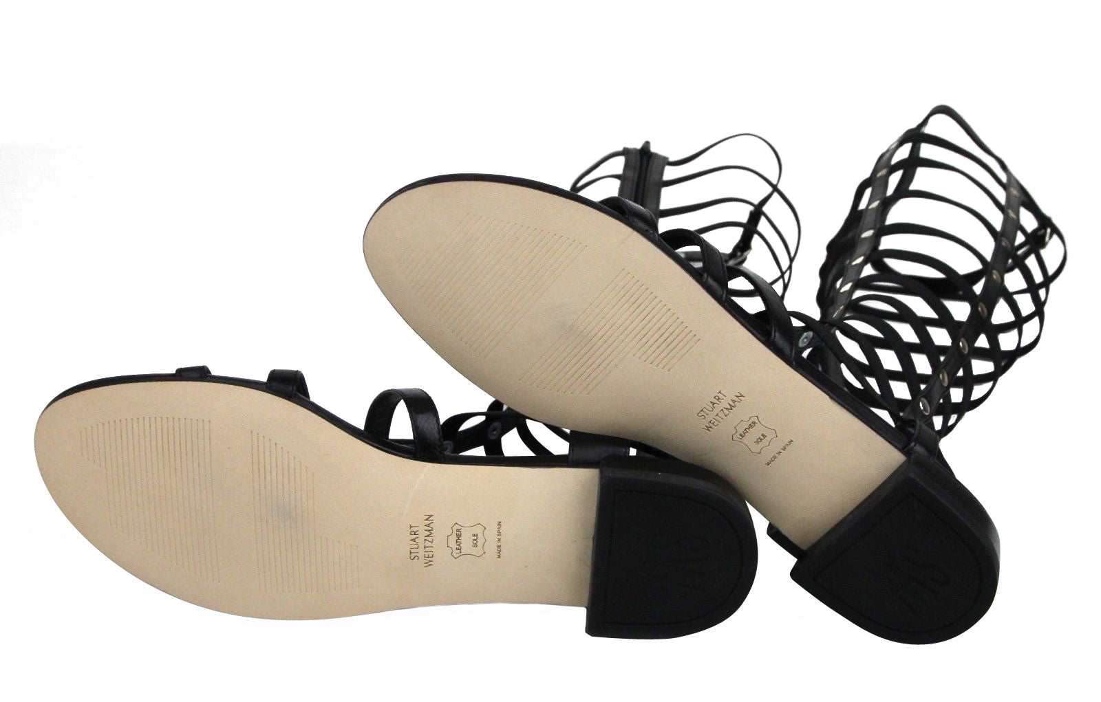 Stuart Weitzman Women's Gladiator Black Nappa Leather Elastic Stretch Boots