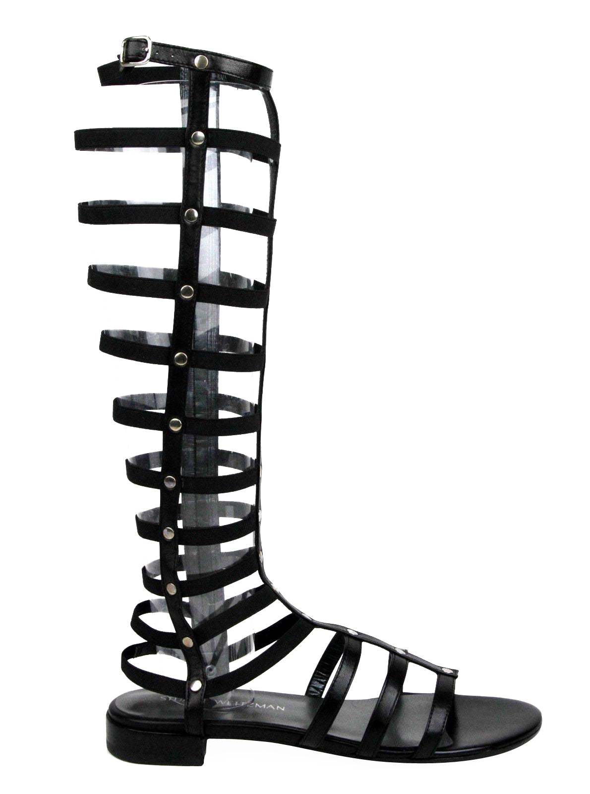 Stuart Weitzman Women's Gladiator Black Nappa Leather Elastic Stretch Boots