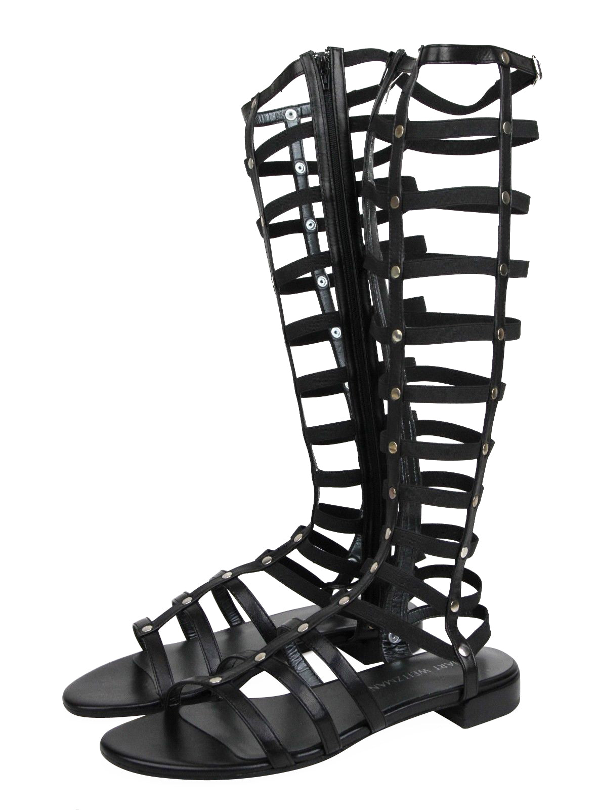 Stuart Weitzman Women's Gladiator Black Nappa Leather Elastic Stretch Boots