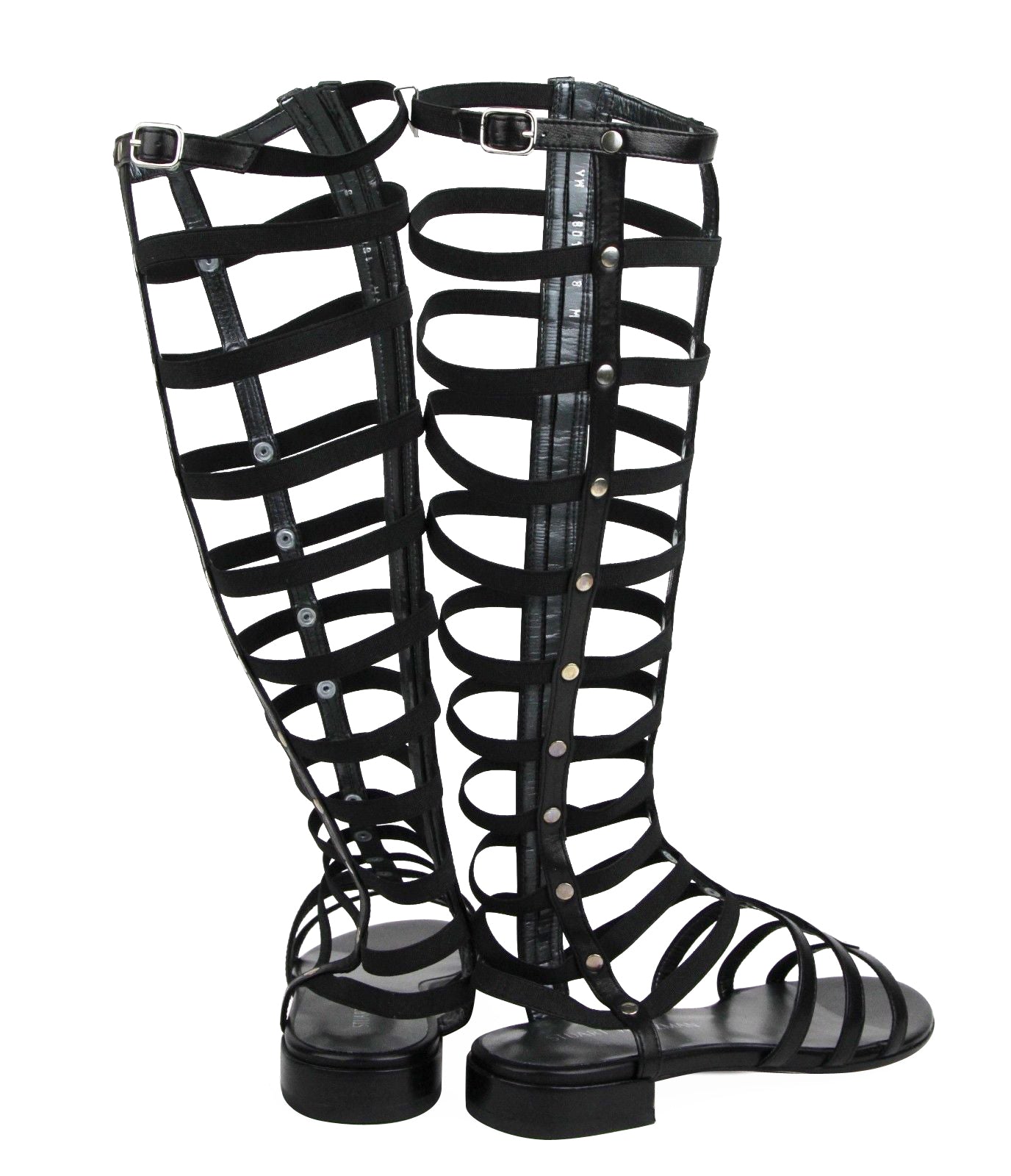 Stuart Weitzman Women's Gladiator Black Nappa Leather Elastic Stretch Boots