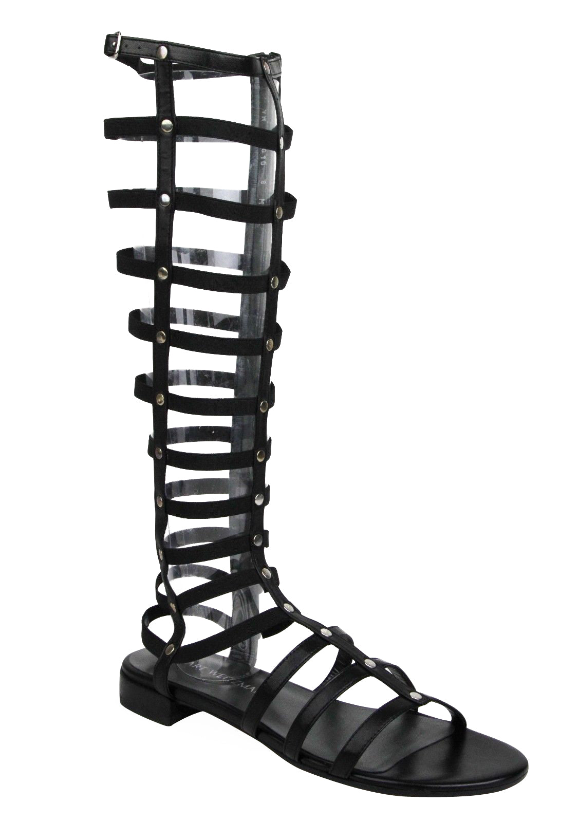 Stuart Weitzman Women's Gladiator Black Nappa Leather Elastic Stretch Boots