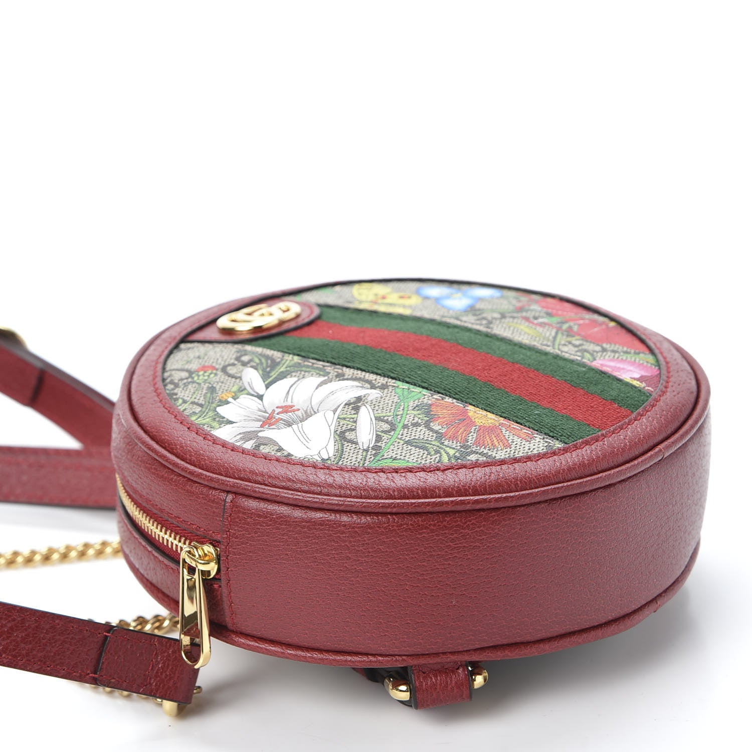 Gucci GG Supreme Monogram Web Flora Mini Ophidia Round Backpack Red