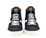 Bally Men's Dark Blue Calf Leather Hi-top Sneaker With Black White Hedern-129 (Size: 8 D)