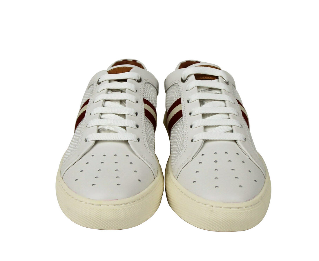 Bally Men's White Calf Leather Sneakers With Red Beige (7 D US)