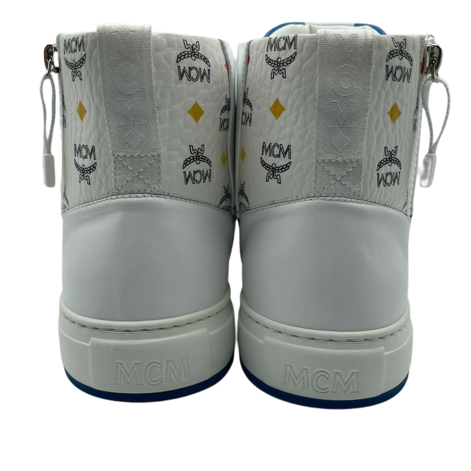 MCM Men's White Leather Rainbow Spectrum Hi Top Sneaker