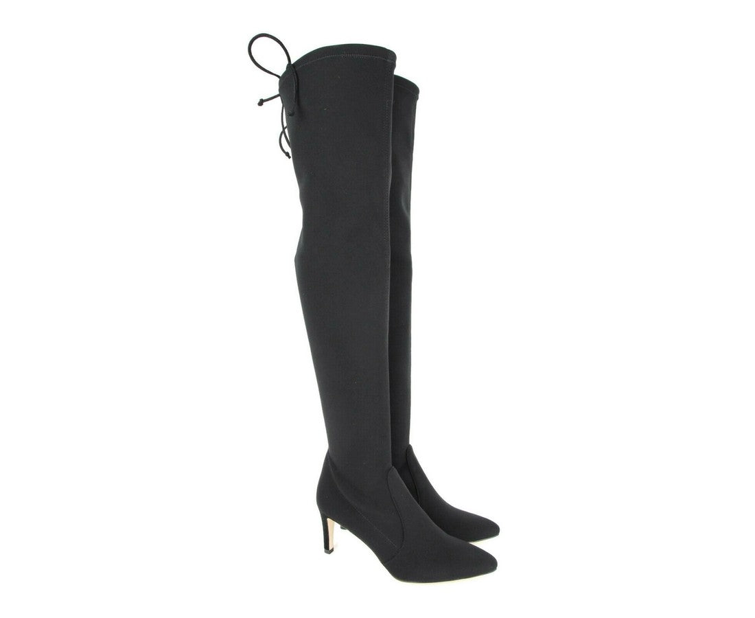 Stuart Weitzman Women's Black Stretch Fabric Lycra Over the Knee Boot