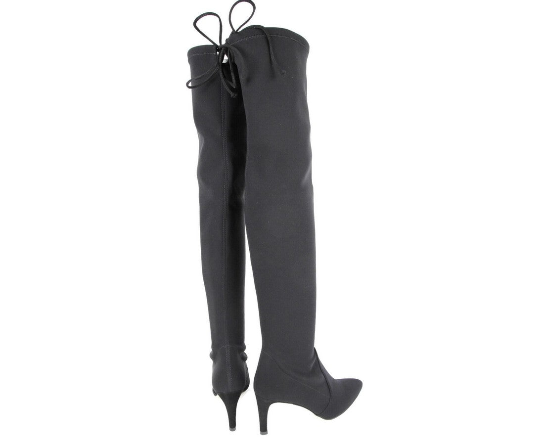 Stuart Weitzman Women's Black Stretch Fabric Lycra Over the Knee Boot