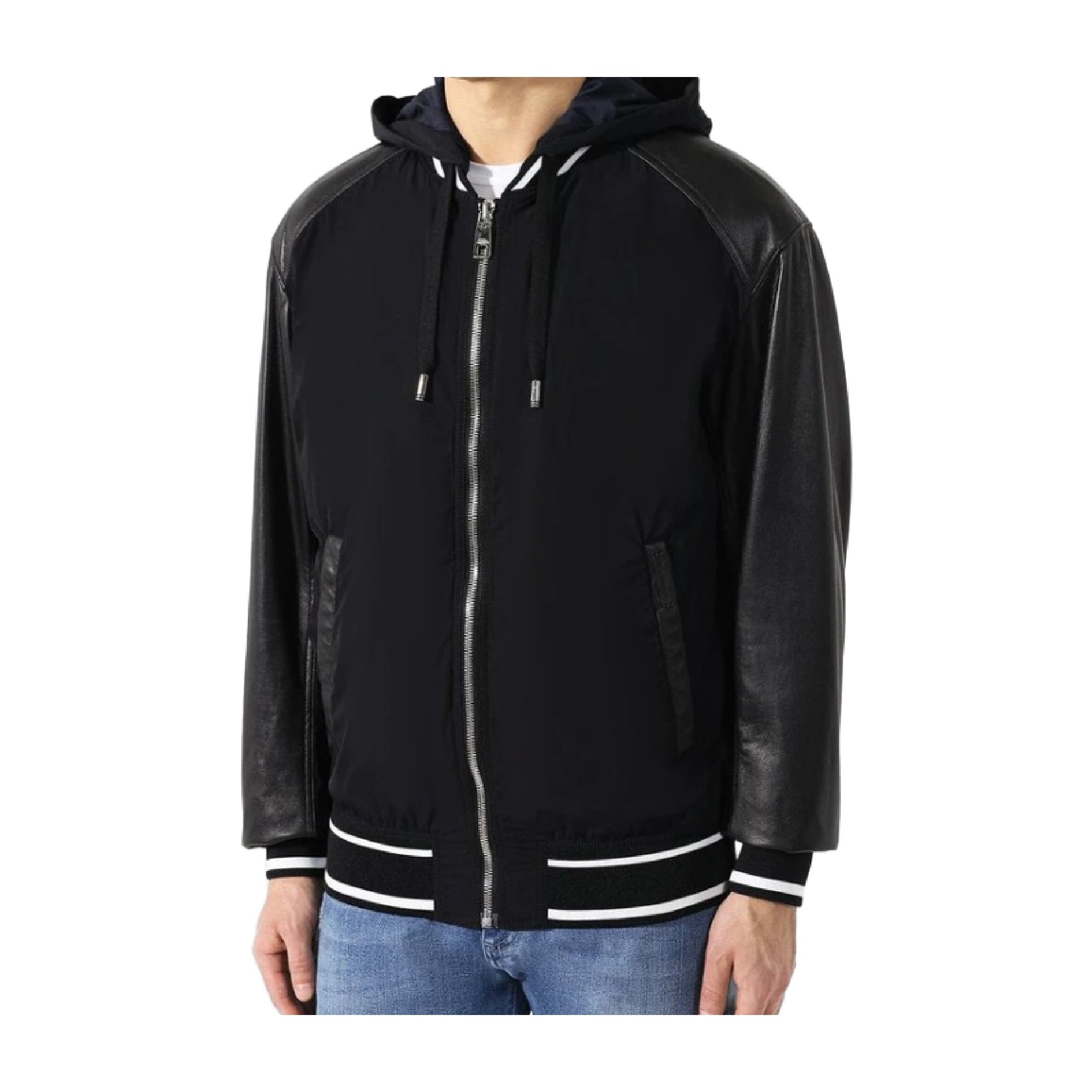 Dolce & Gabbana Men's Black Hooded Bomber Jacket (Pre-Owned)