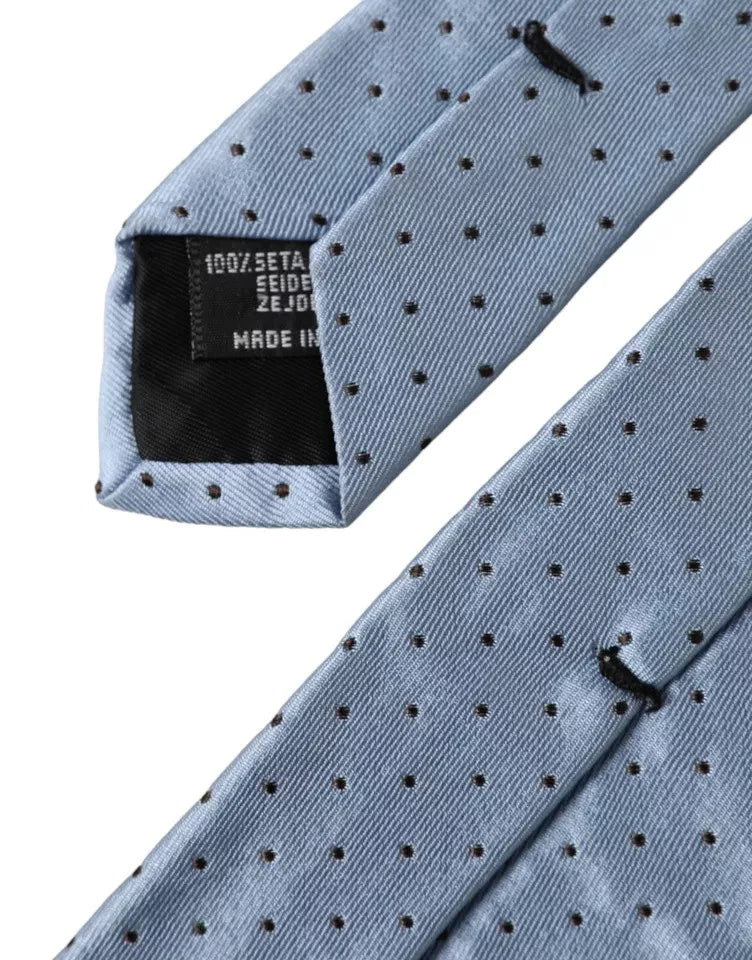 Dolce & Gabbana Light Blue Polka Dot Silk Adjustable Men Men's Tie