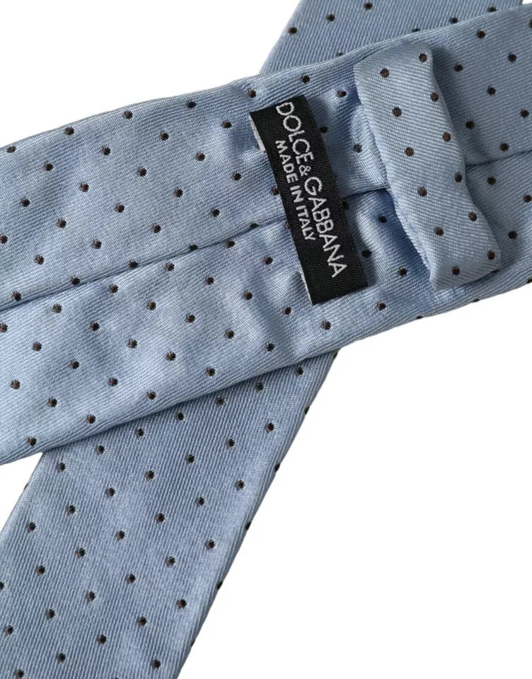Dolce & Gabbana Light Blue Polka Dot Silk Adjustable Men Men's Tie