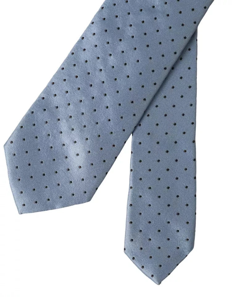 Dolce & Gabbana Light Blue Polka Dot Silk Adjustable Men Men's Tie